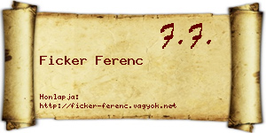 Ficker Ferenc névjegykártya